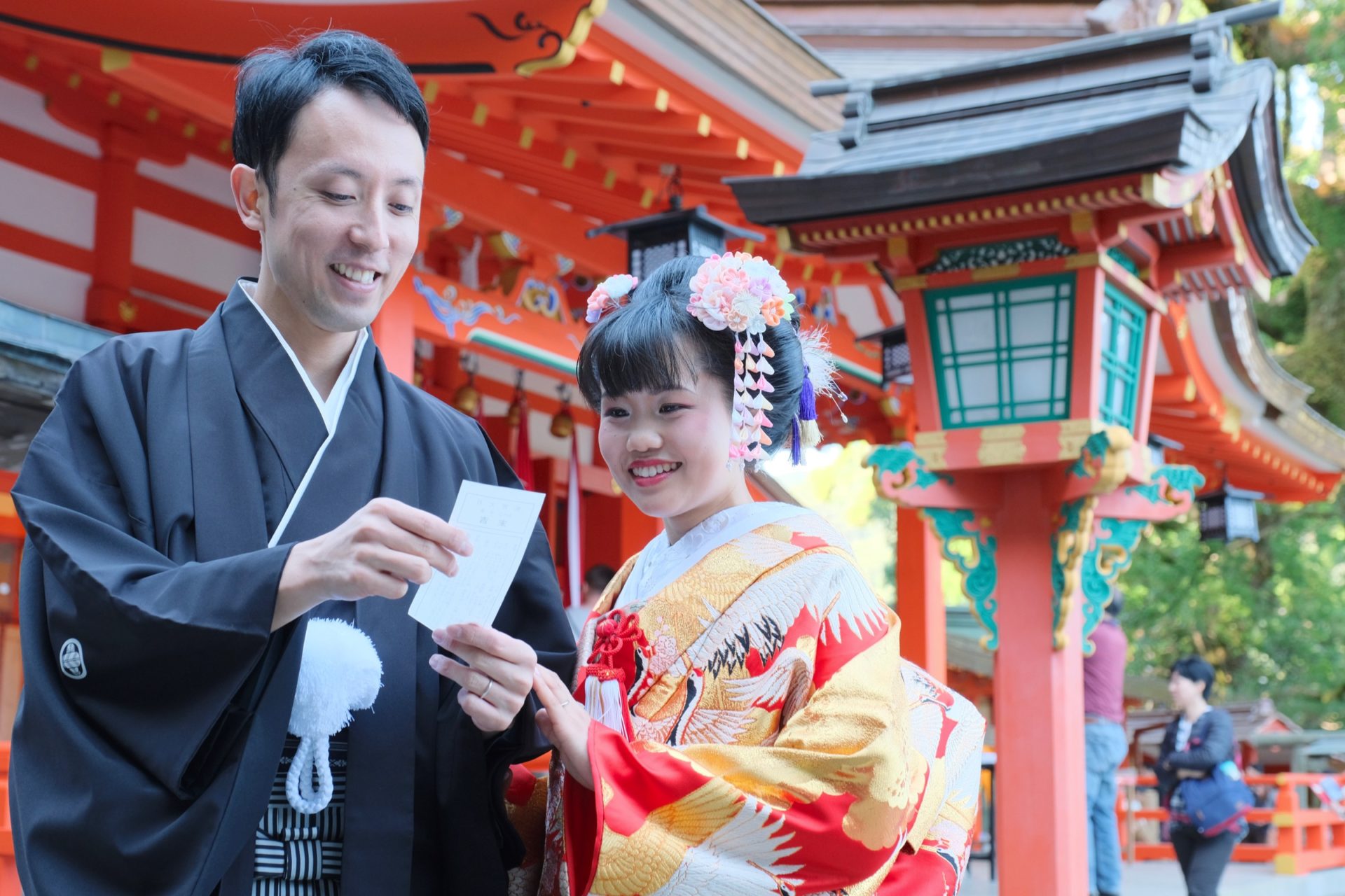 熊野那智大社で白無垢の結婚式写真