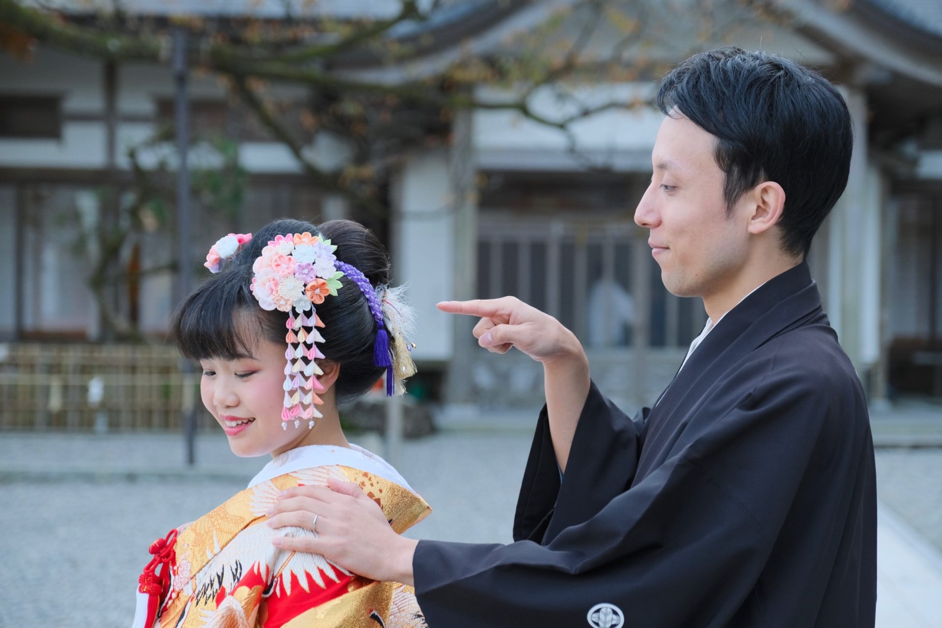 熊野那智大社で白無垢の結婚式写真