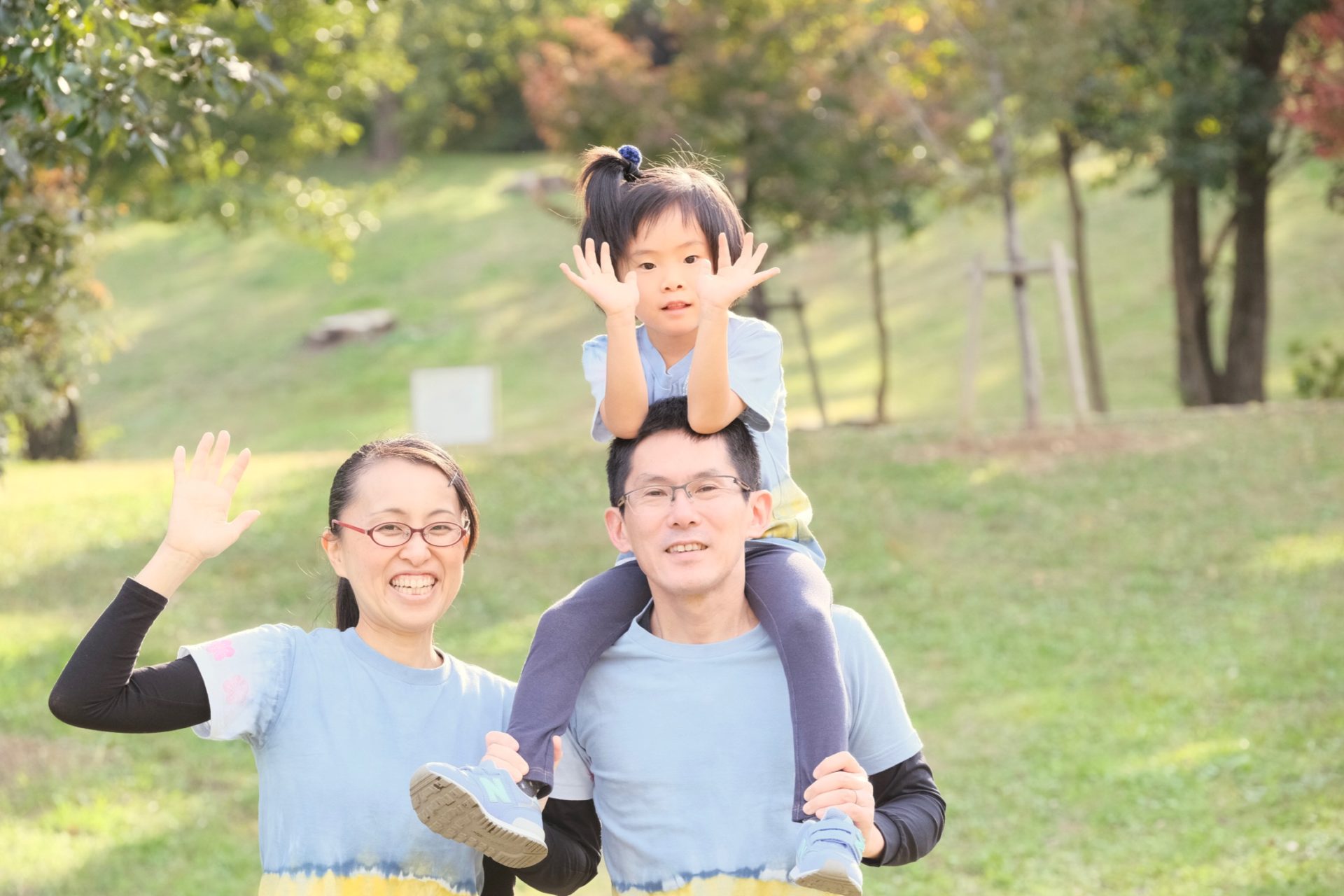 馬見丘陵公園で家族写真