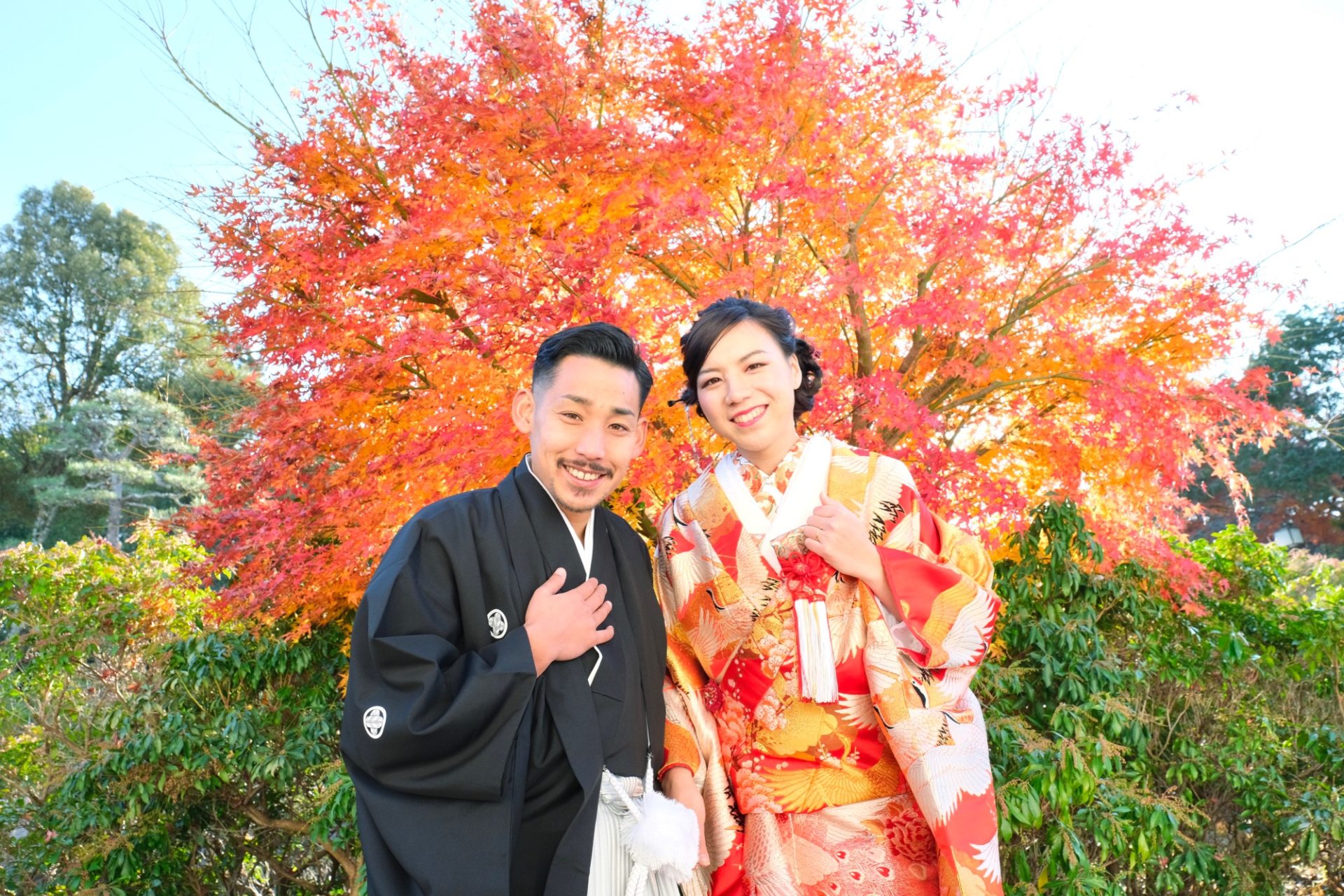 紅葉の奈良公園で和装前撮り