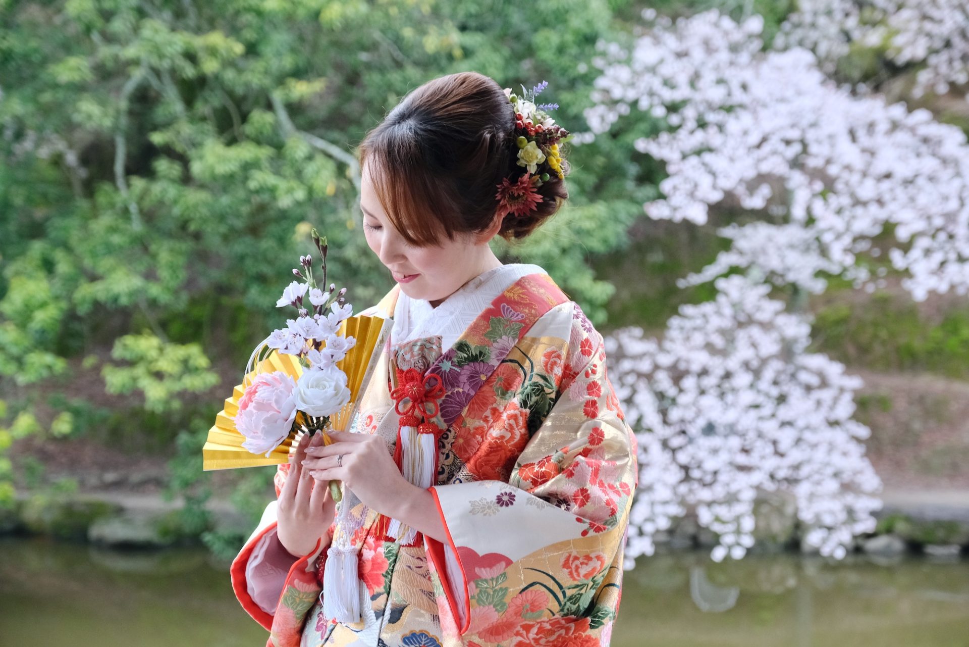 和装前撮りフォトウエディングの花嫁の写真