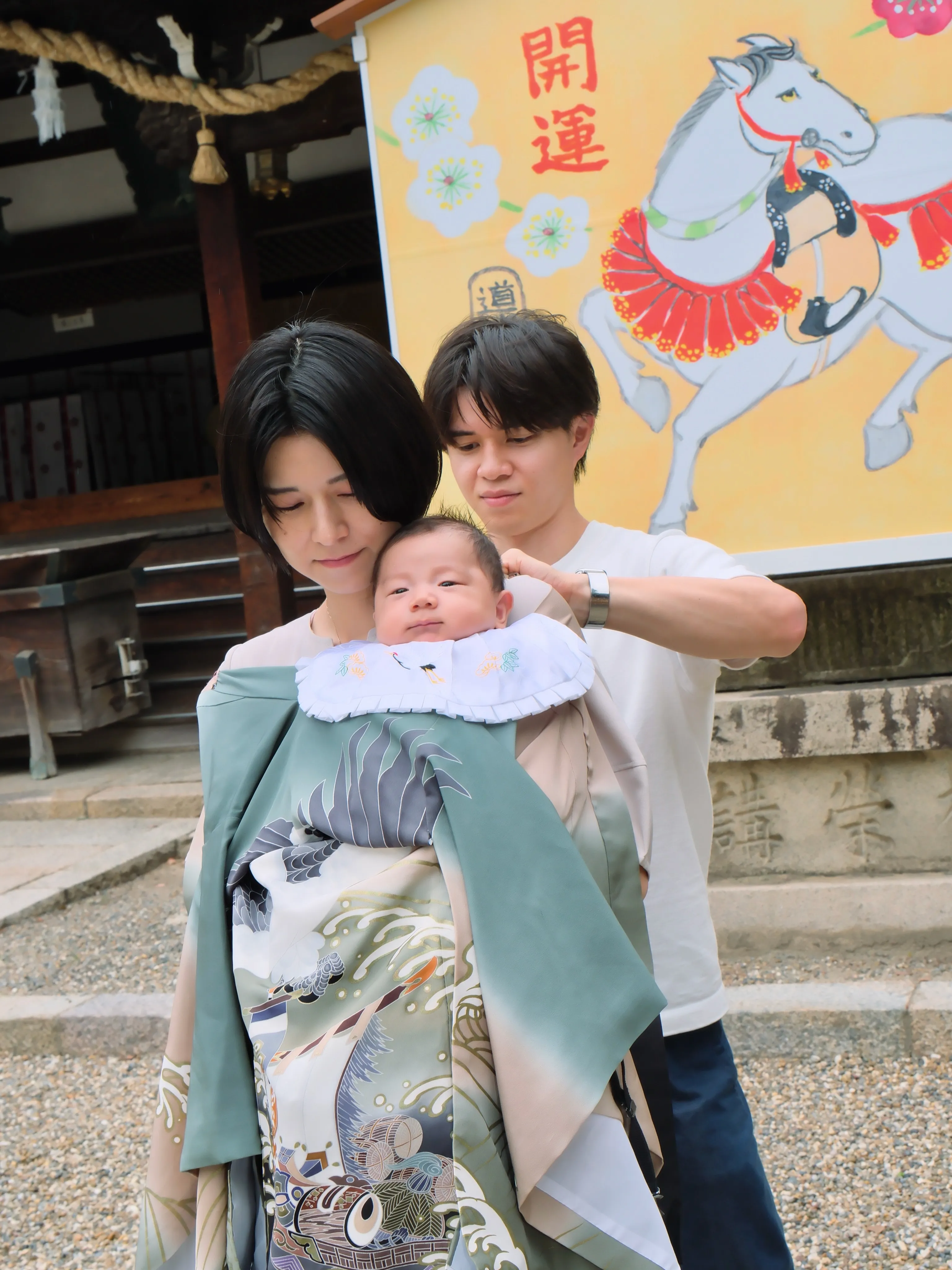 道明寺天満宮のお宮参りはワンちゃんもご機嫌