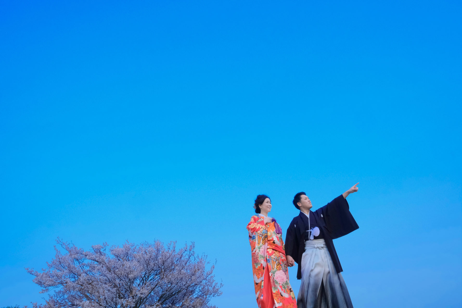 奈良公園で和装の前撮り写真