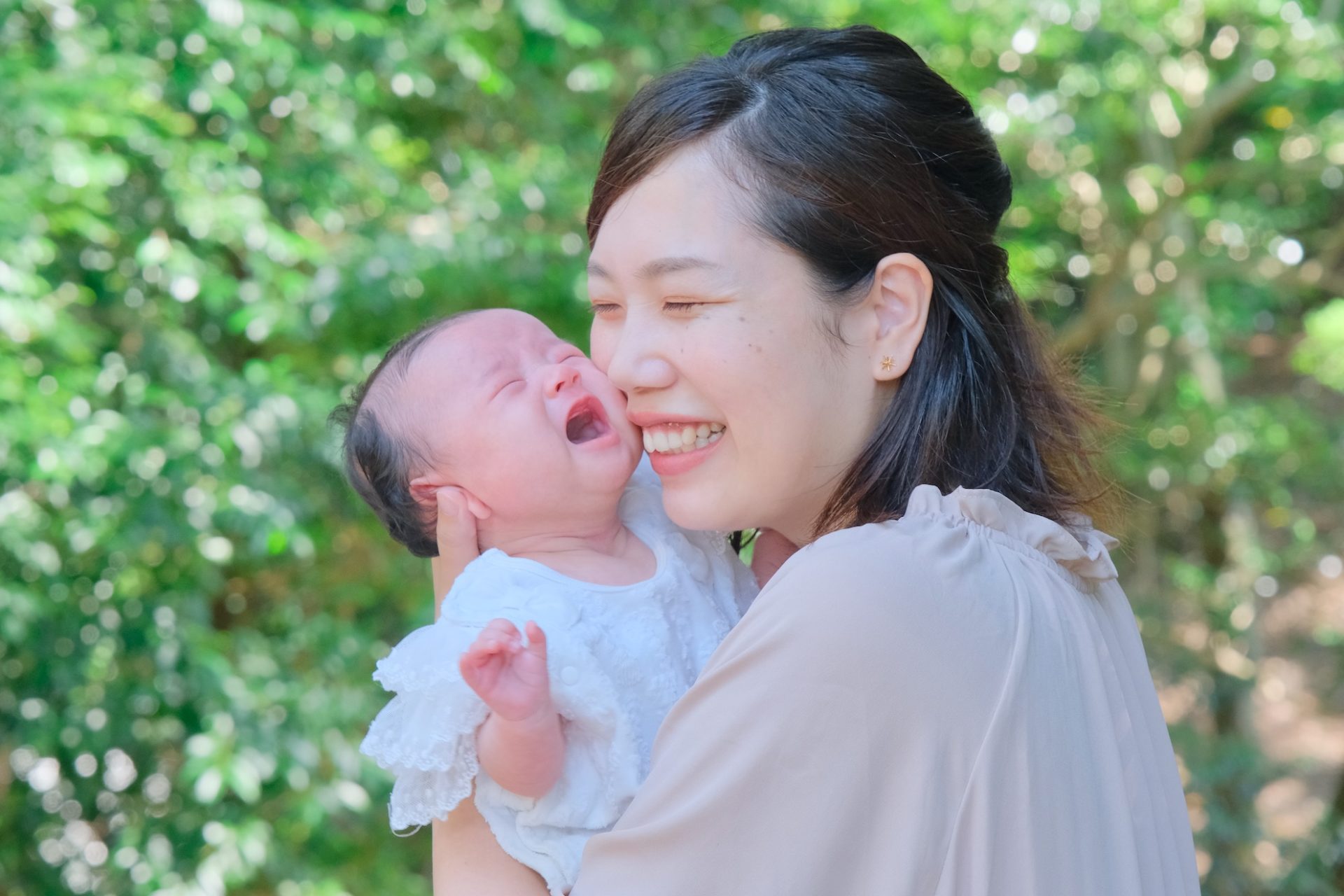 往馬大社でのお宮参りの赤ちゃん