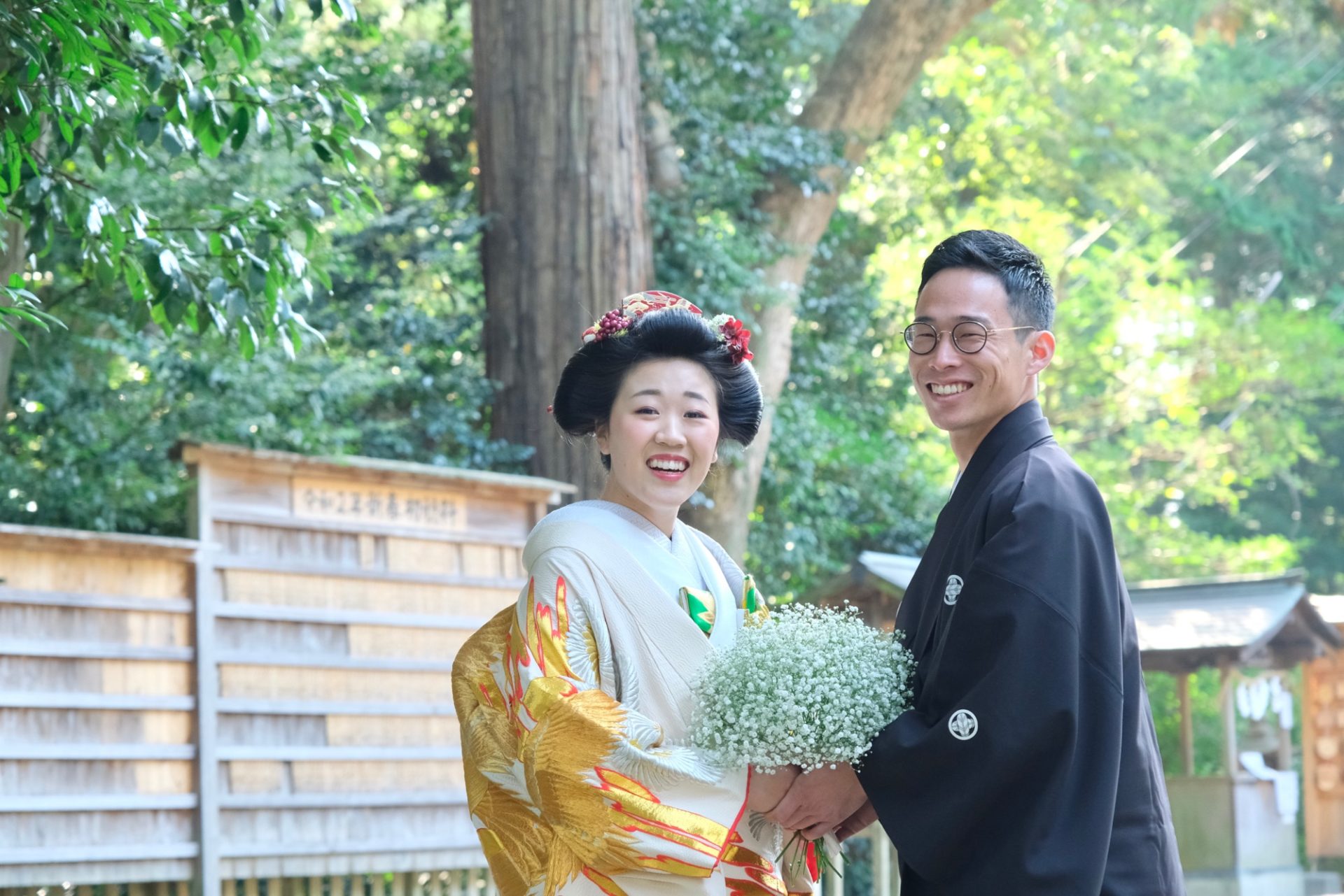 往馬大社で神前結婚式の花嫁さん