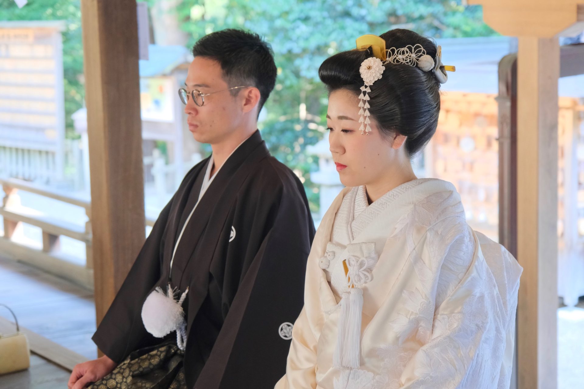 往馬大社で神前結婚式の花嫁さん