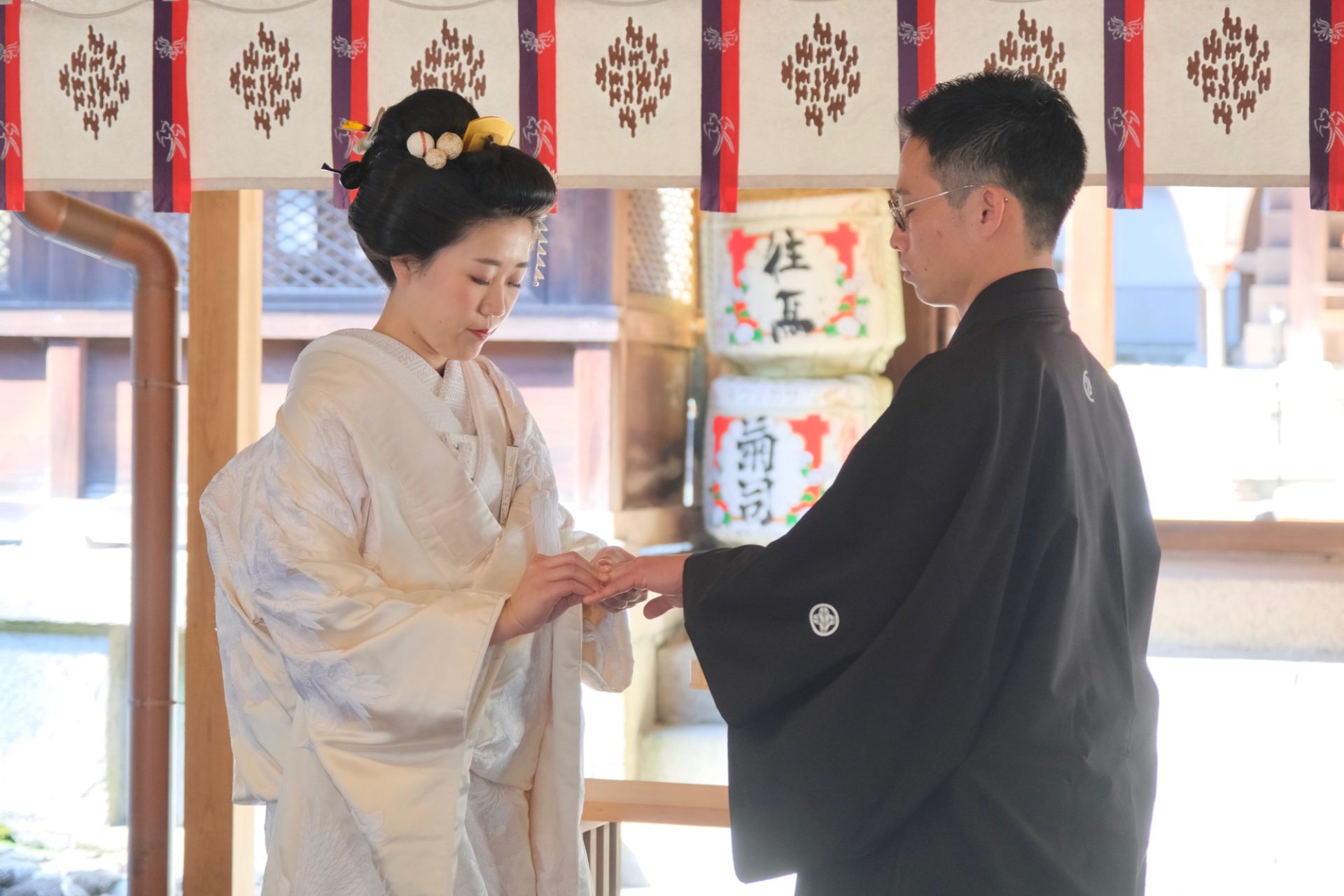 往馬大社で神前結婚式の花嫁さん