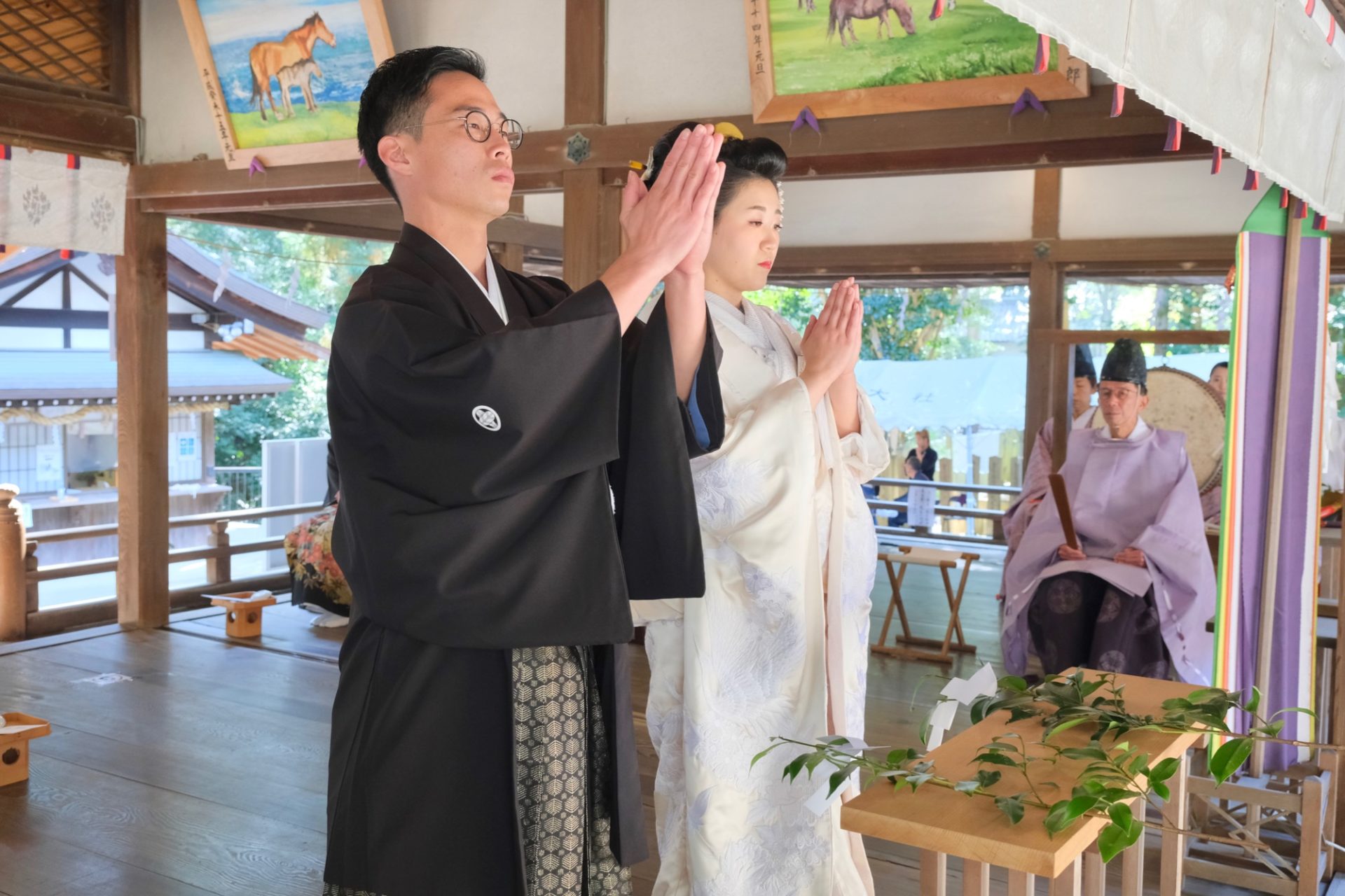 往馬大社で神前結婚式の花嫁さん