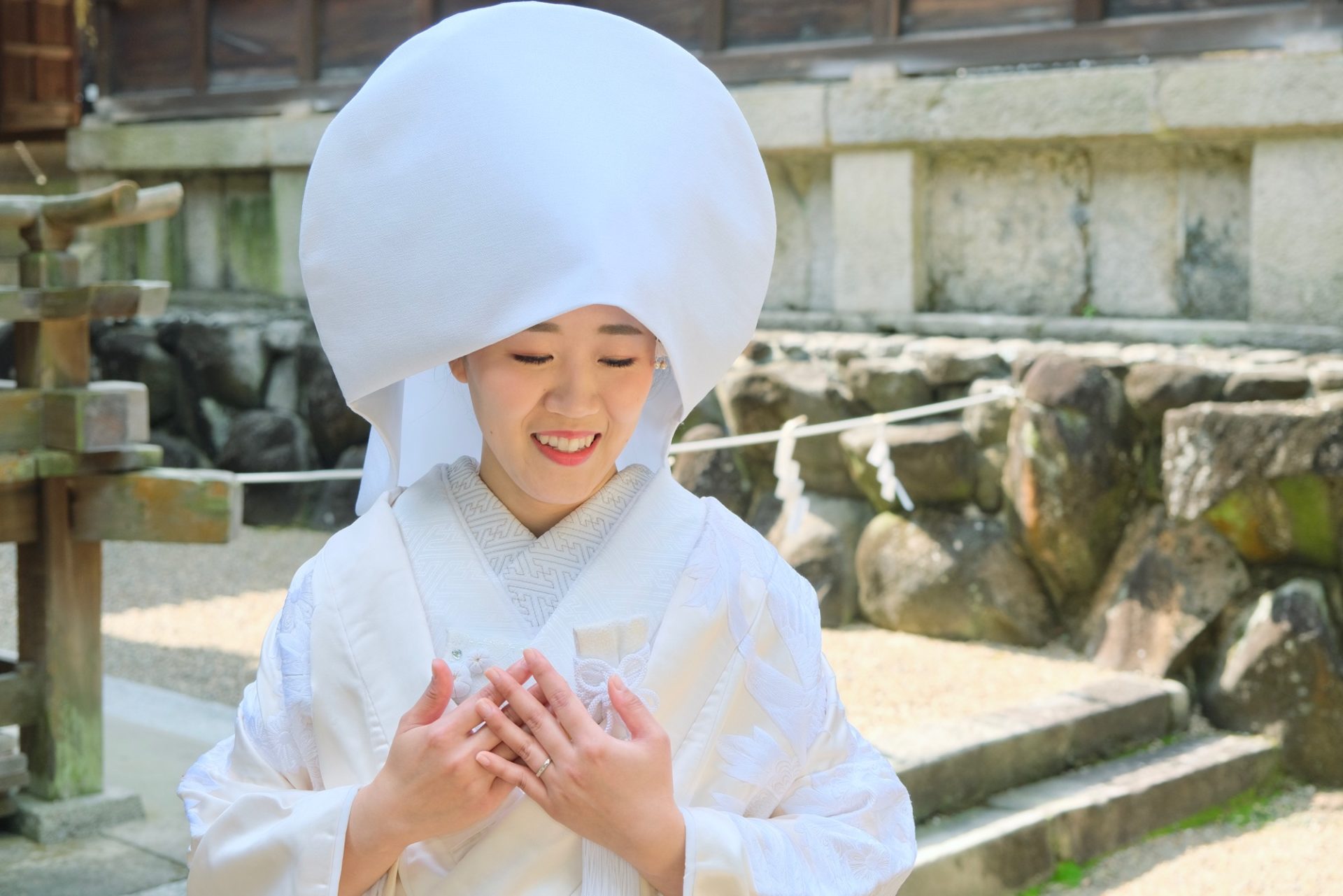 往馬大社で神前結婚式の花嫁さん