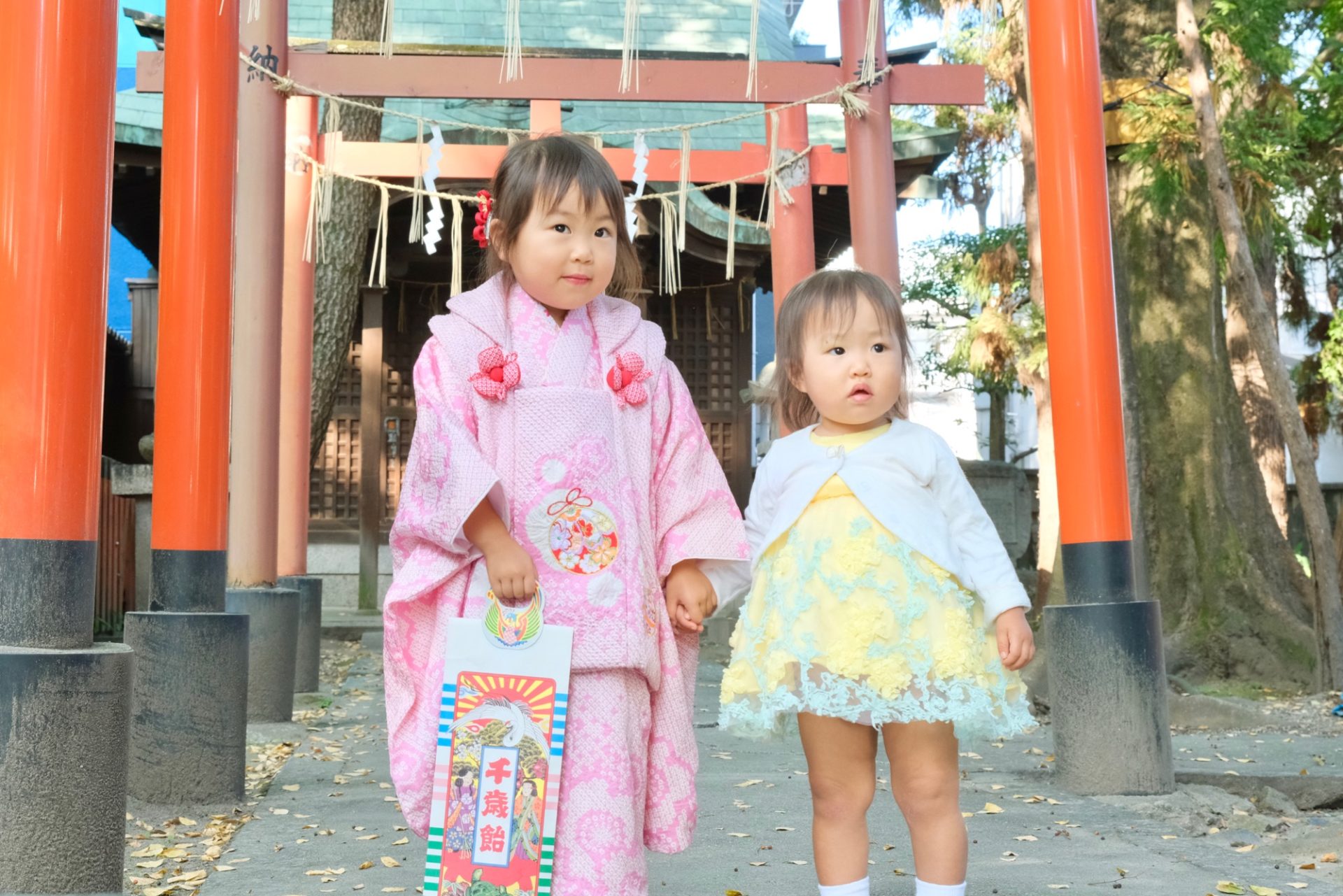 茨木神社で七五三の女の子の着物