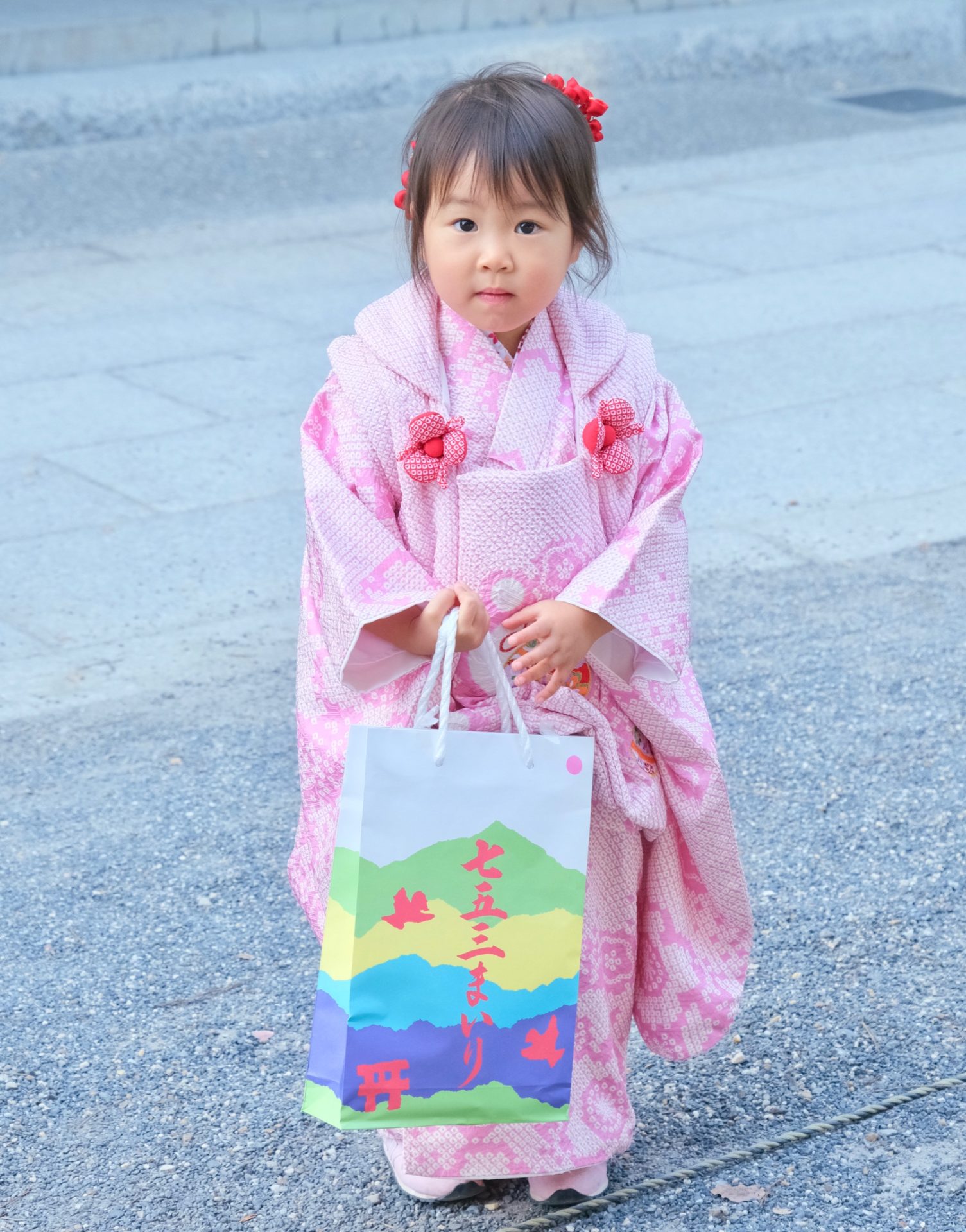 茨木神社で七五三の女の子の着物