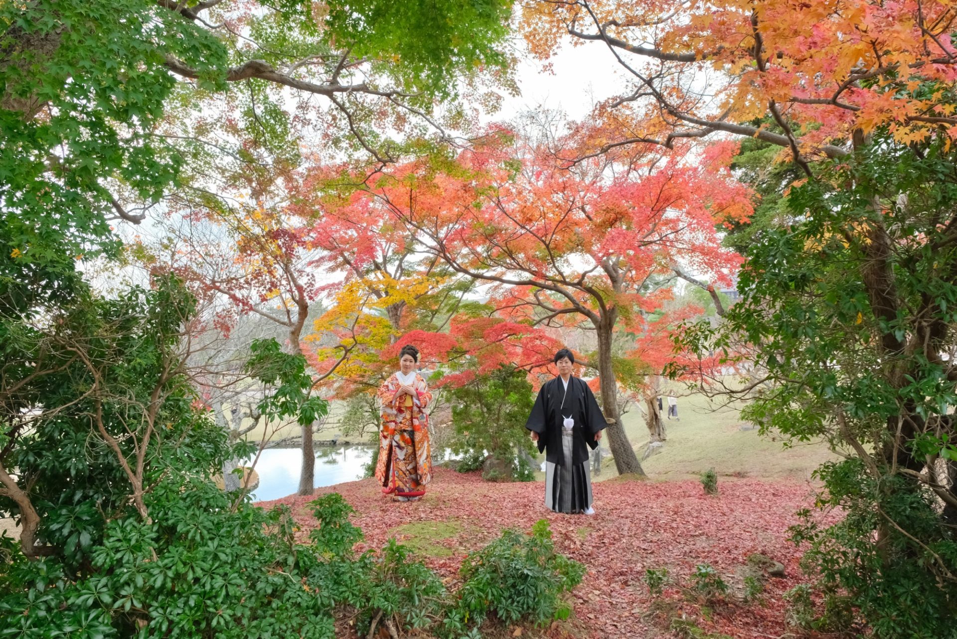 紅葉の奈良で和装フォトウエディング