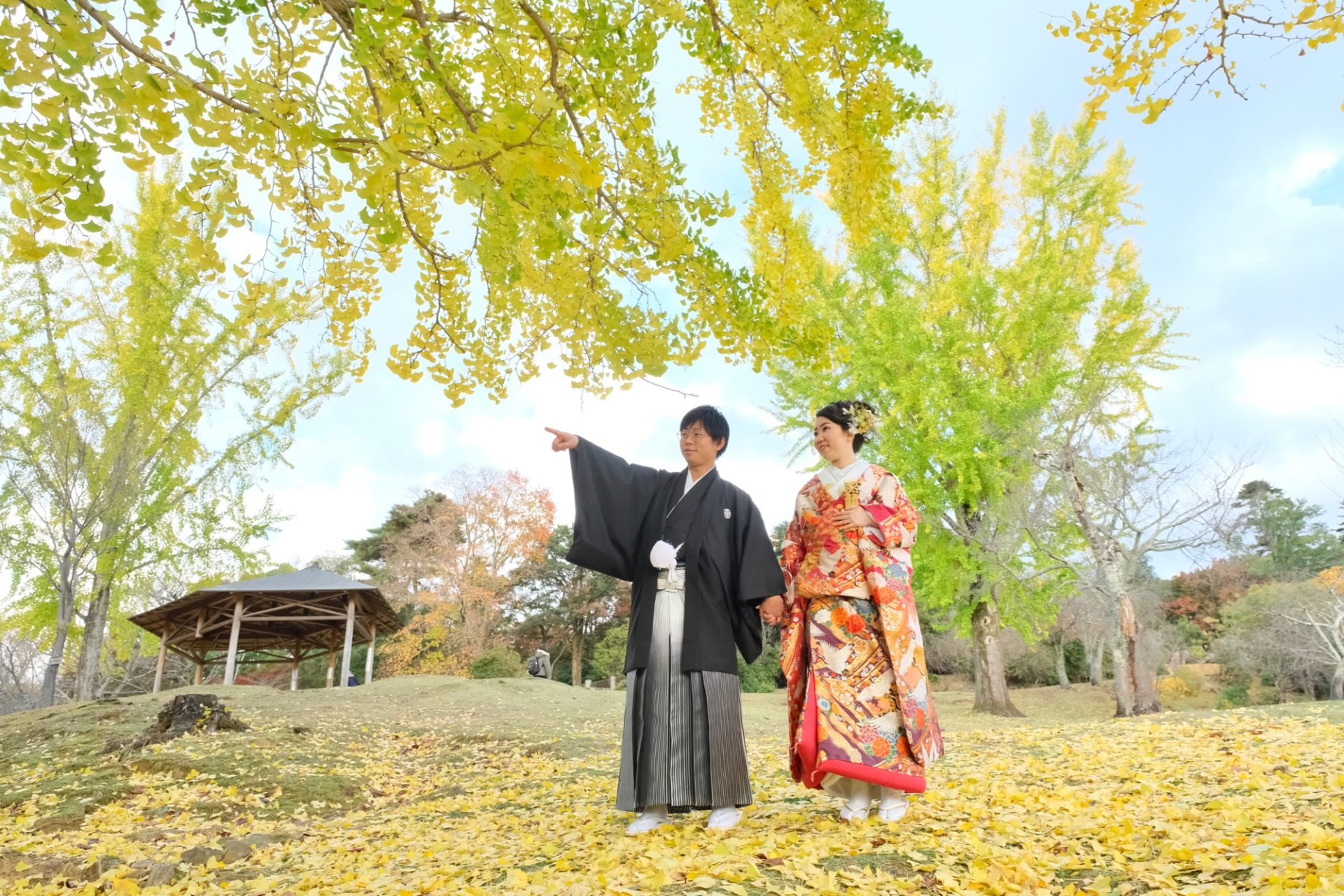 紅葉の奈良で和装フォトウエディング