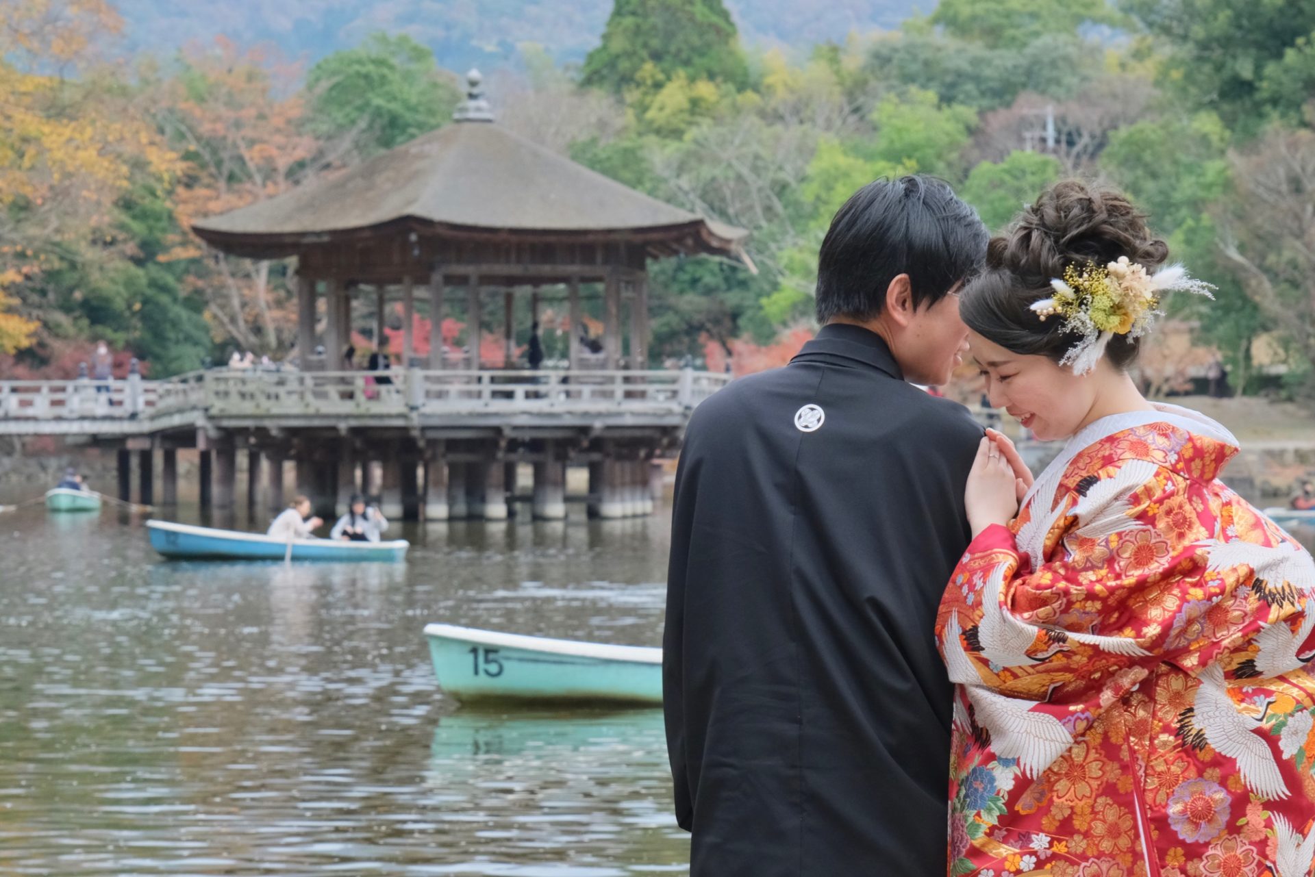 紅葉の奈良で和装フォトウエディング