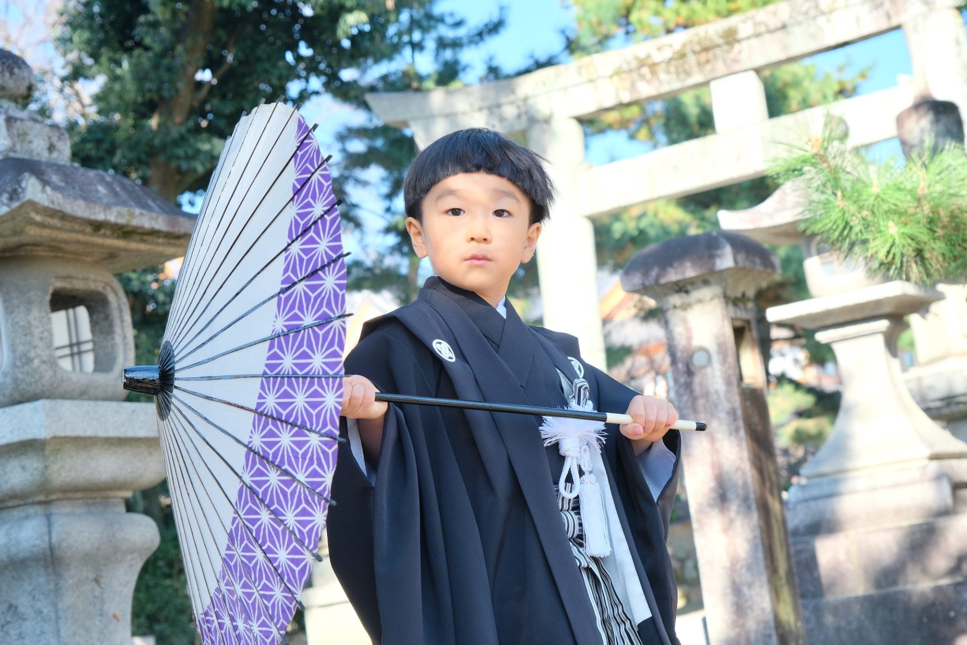 【北野天満宮へ七五三参り】5歳男の子は着物姿で元気に走る！