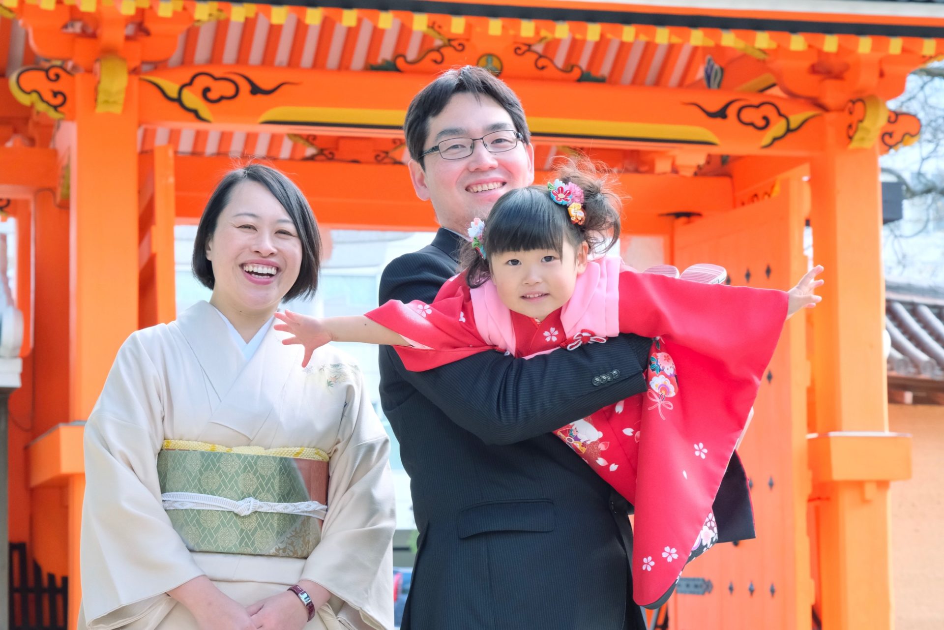 【西宮神社で七五三】３歳女の子は着物で走り回っていました！