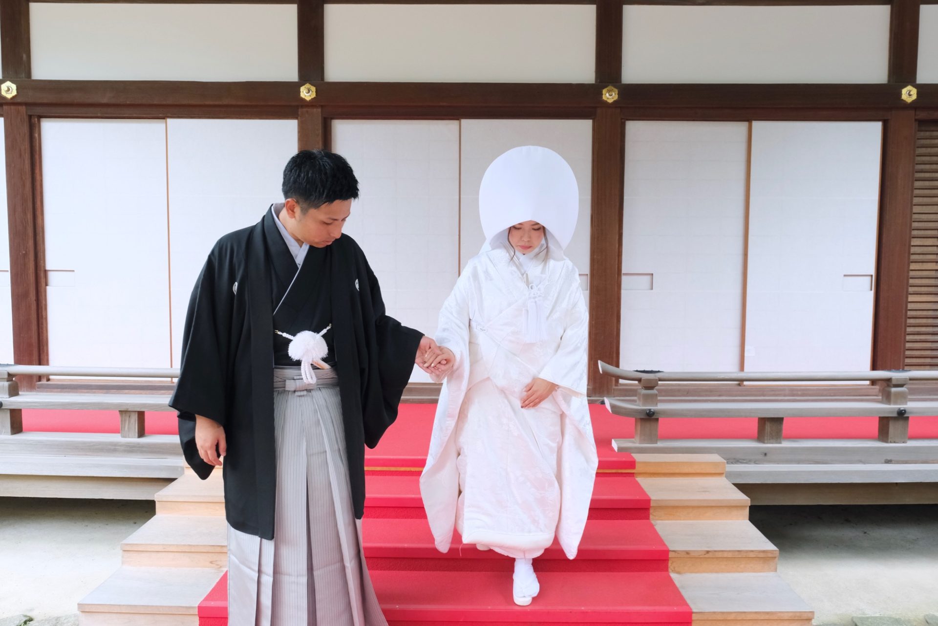 白無垢綿帽子で下鴨神社の結婚式