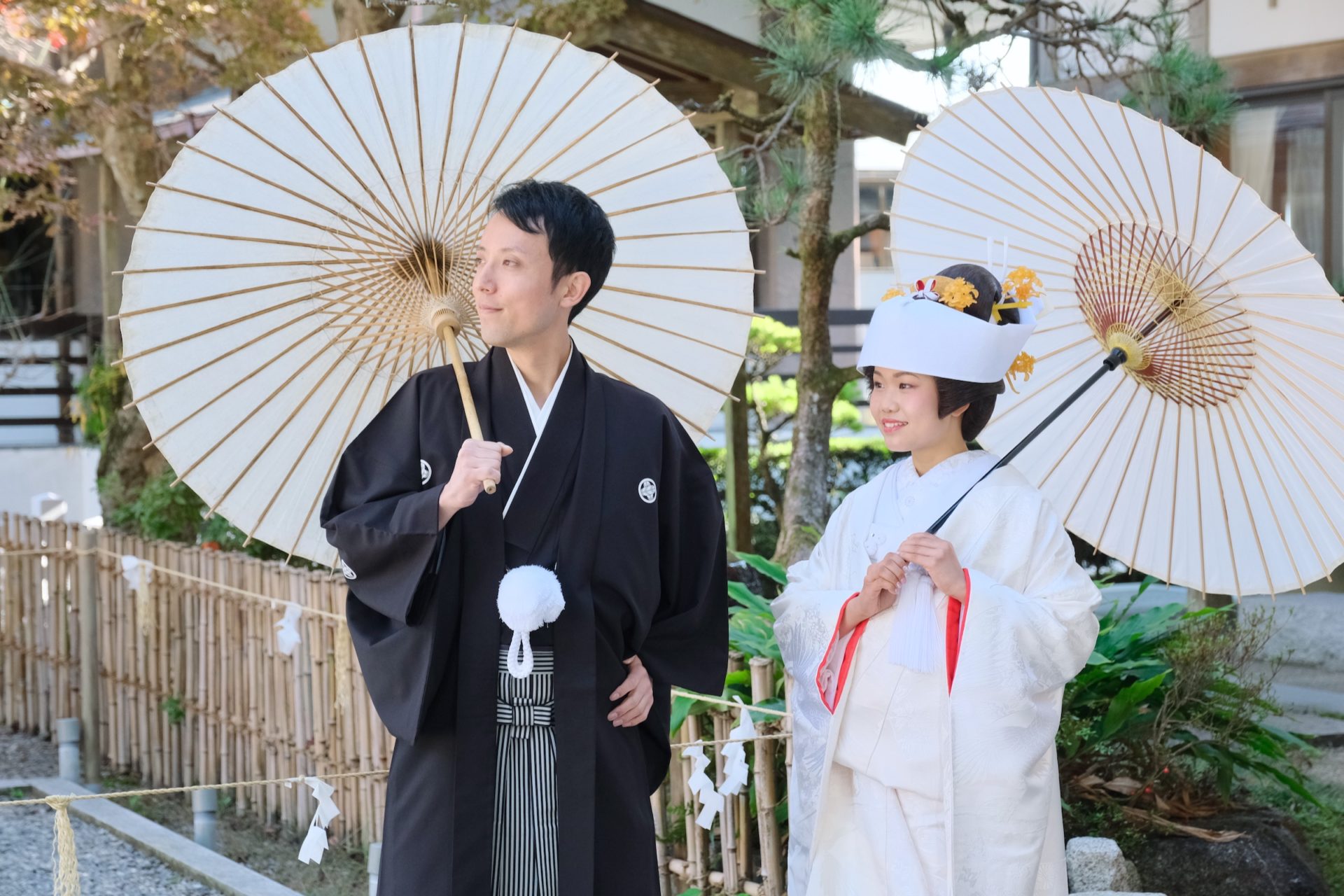 熊野那智大社で白無垢の結婚式写真