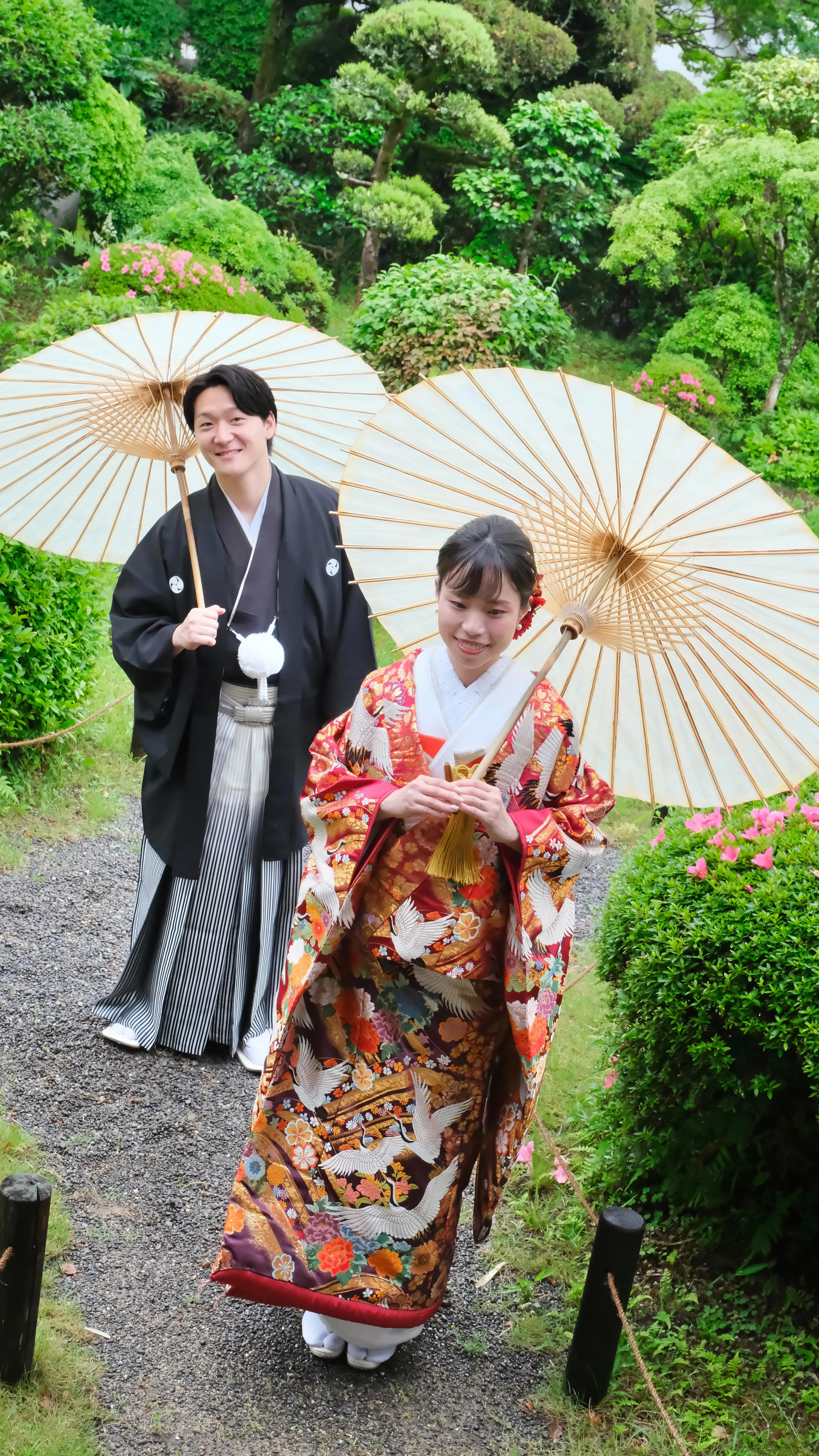 大神神社での結婚式はいい雨が降りました