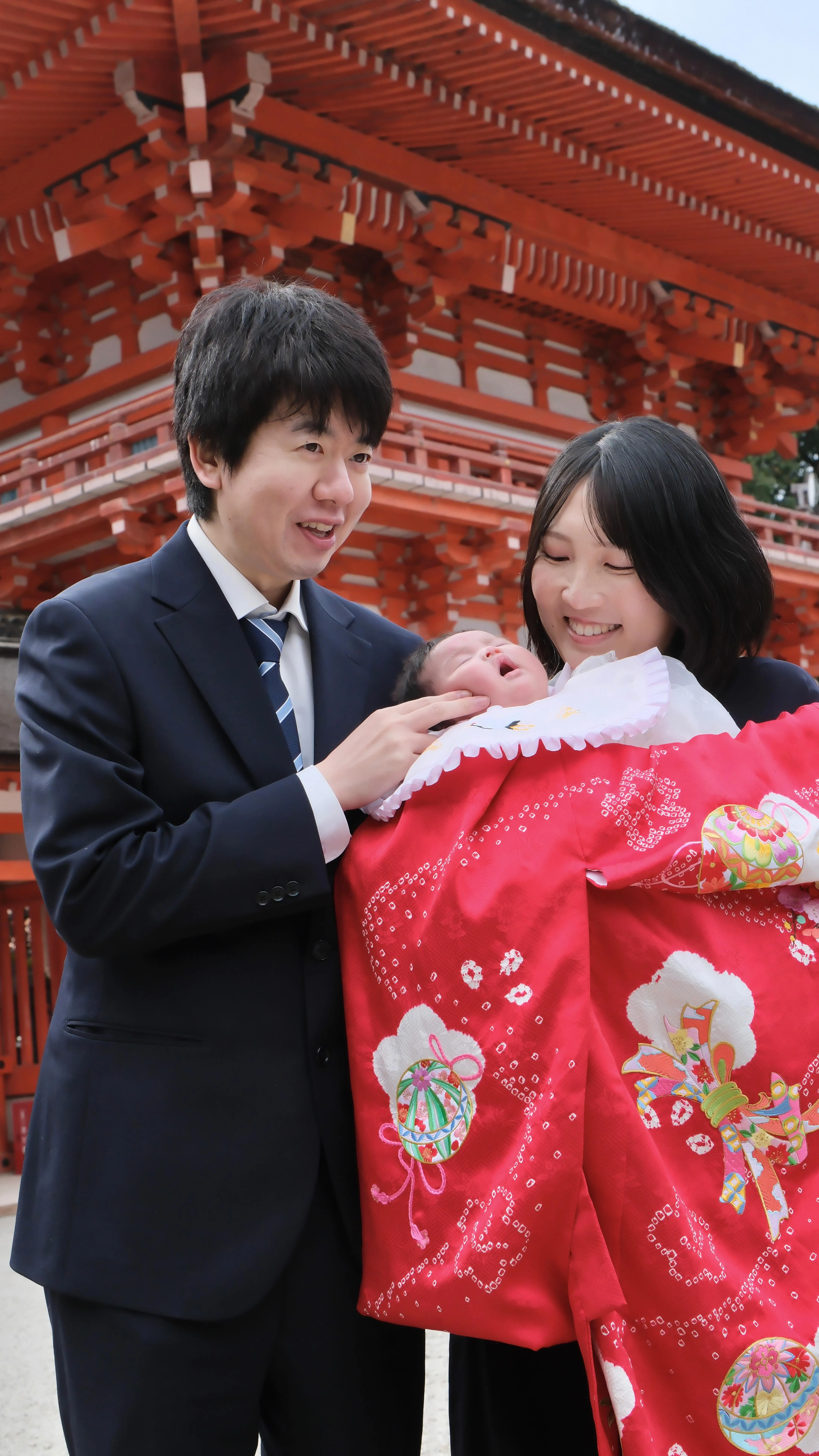 下鴨神社で雨の中でのお宮参り